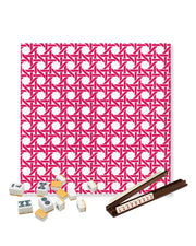 Premsons® Fuchsia Pink Geometric Mahjong Mat – Luxury Padded Mahjong Table Cover with Modern Bamboo Weave Pattern, Foldable Non-Slip Gaming Surface