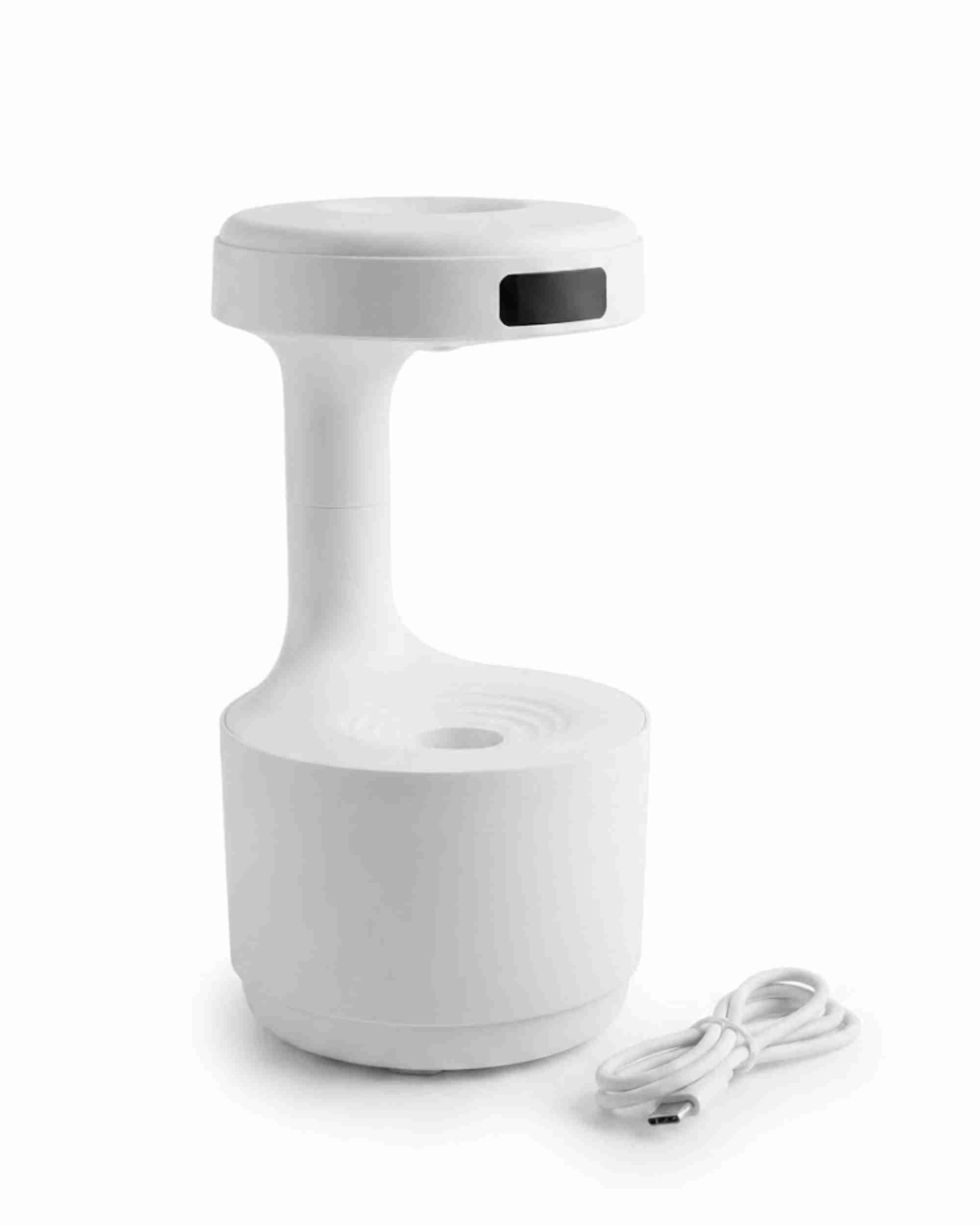 White waterfall aroma diffuser with LED window and power cord