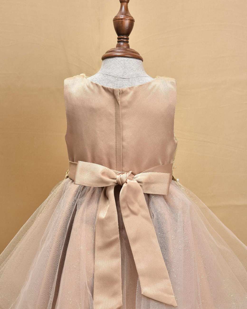 Premsons® Elegant Girls’ Party Frock – Sequin & Lace Embellishments – British Tan