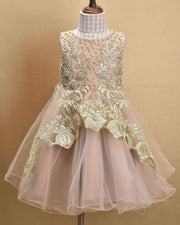 Premsons® Elegant Girls’ Party Frock – Sequin & Lace Embellishments – Rose Gold