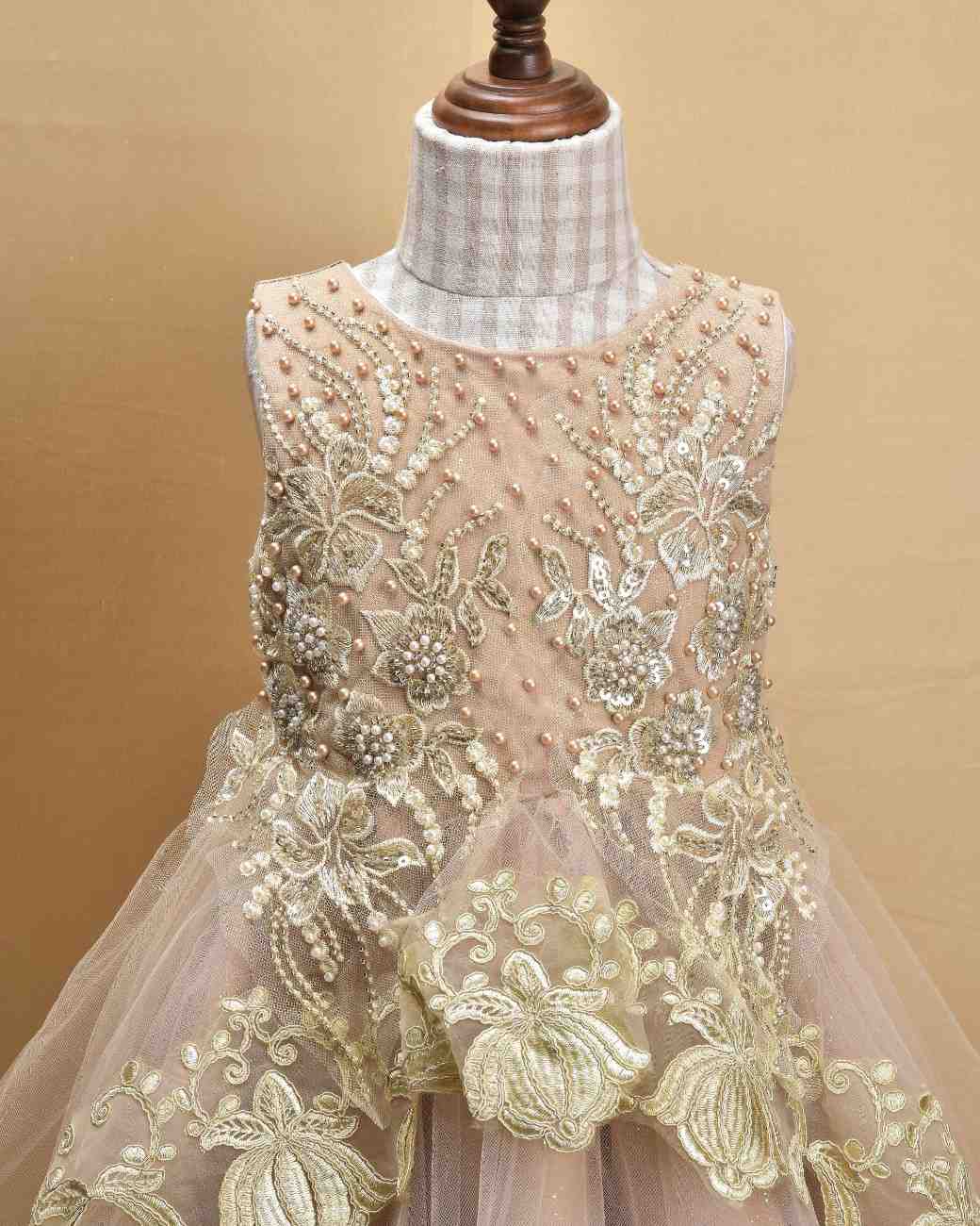 Premsons® Elegant Girls’ Party Frock – Sequin & Lace Embellishments – Rose Gold