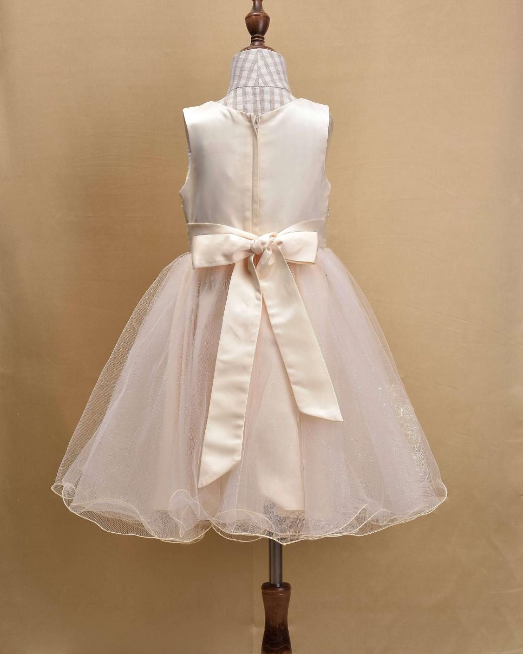 Premsons® Elegant Girls’ Party Frock – Sequin & Lace Embellishments – White