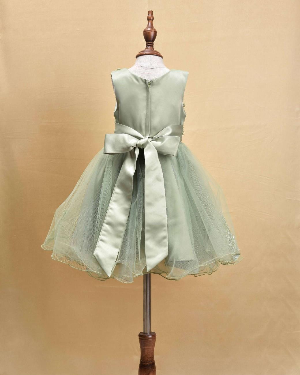 Premsons® Elegant Girls’ Party Frock – Sequin & Lace Embellishments – Green