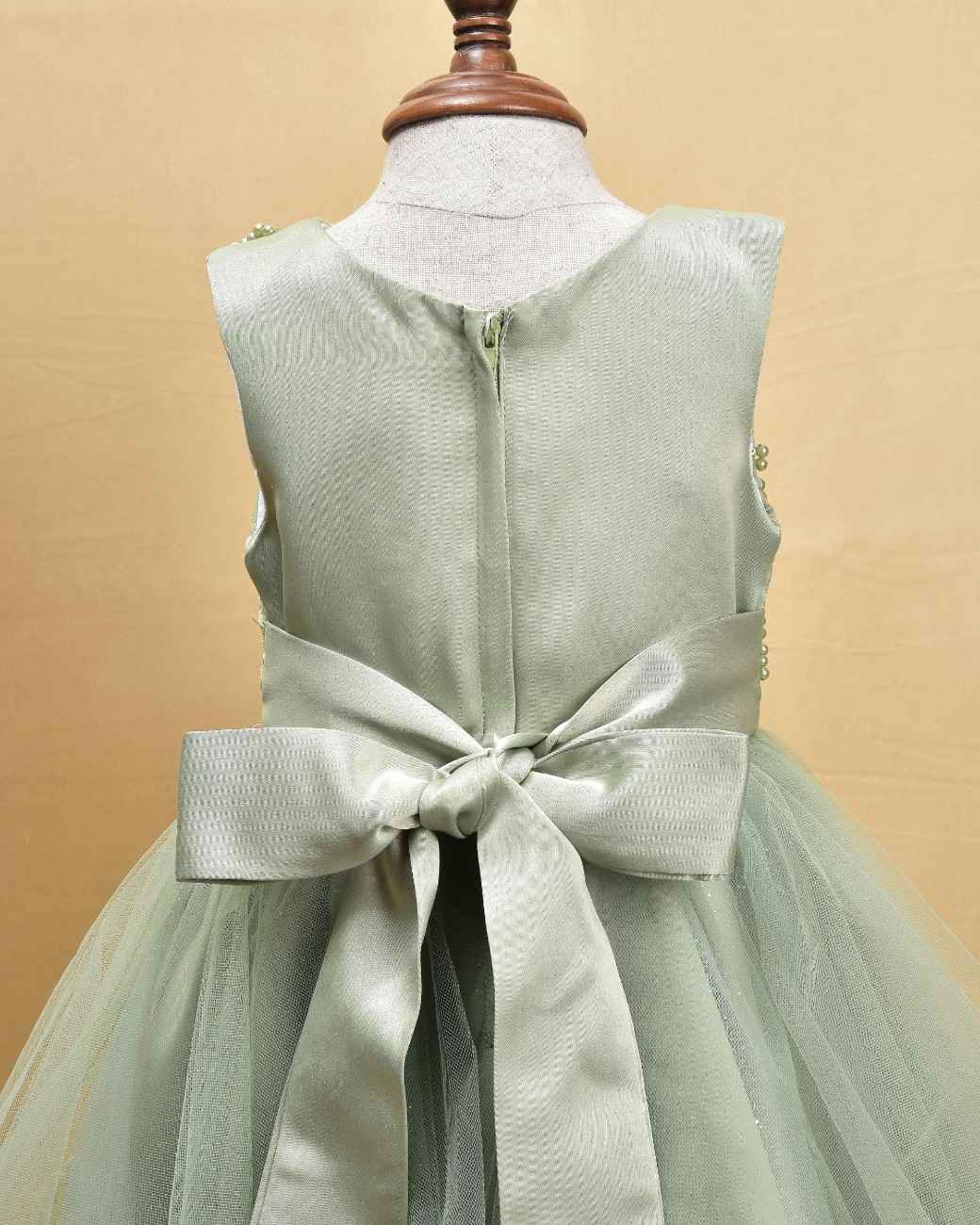 Premsons® Elegant Girls’ Party Frock – Sequin & Lace Embellishments – Green