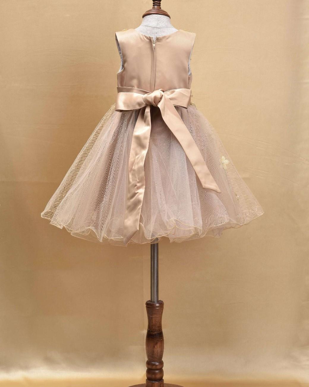 Premsons® Elegant Girls’ Party Frock – Sequin & Lace Embellishments – French Beige