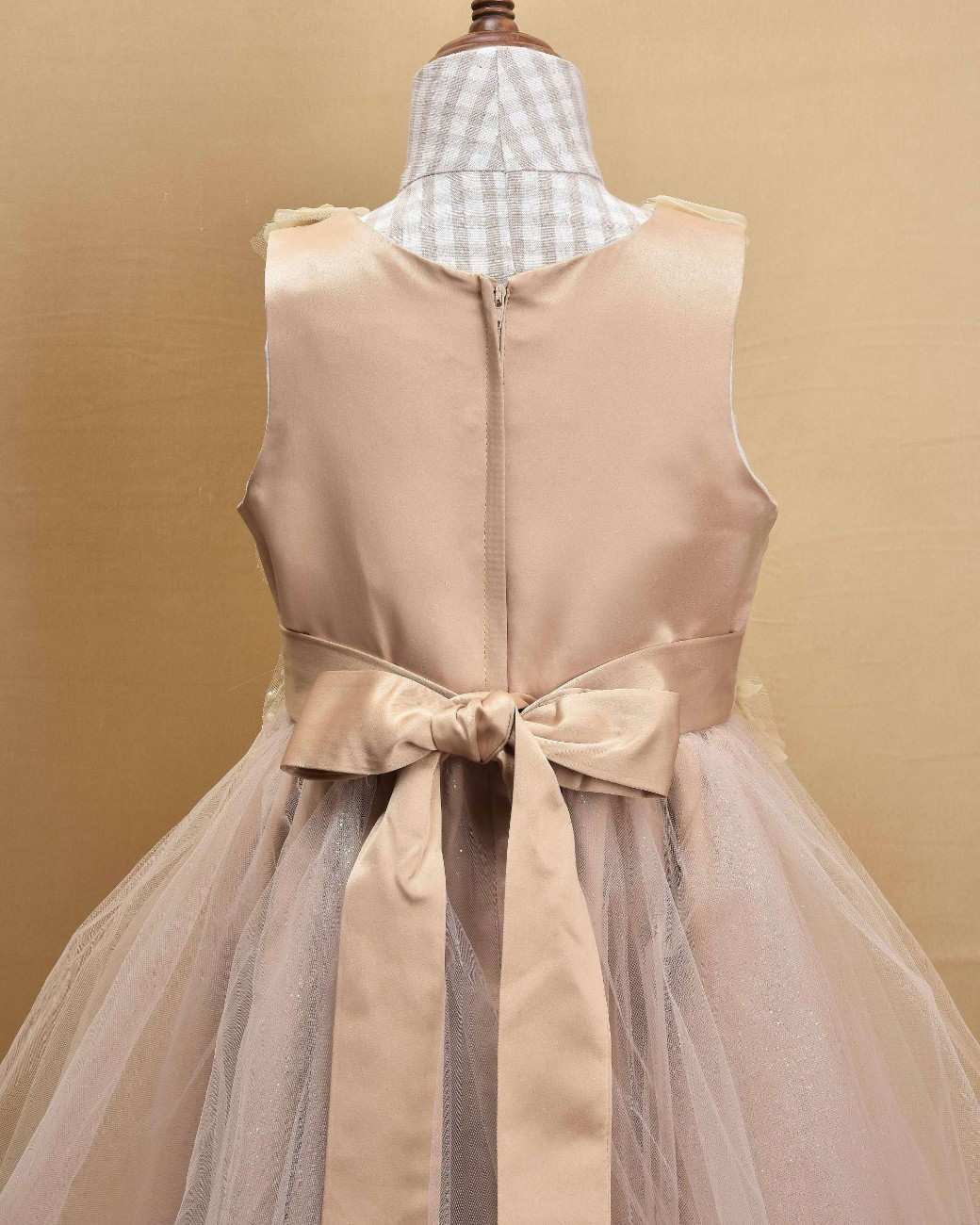 Premsons® Elegant Girls’ Party Frock – Sequin & Lace Embellishments – Beige