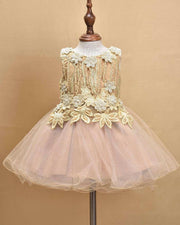 Premsons® Elegant Girls’ Party Frock – Sequin & Lace Embellishments – British Tan