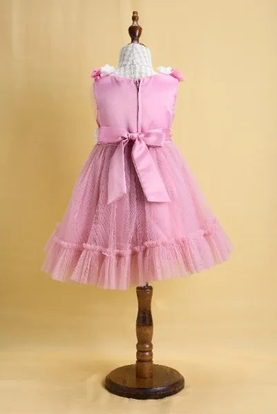 Premsons® Pink Floral Tulle Party Dress for Girls – Birthday, Wedding & Special Occasion Wear