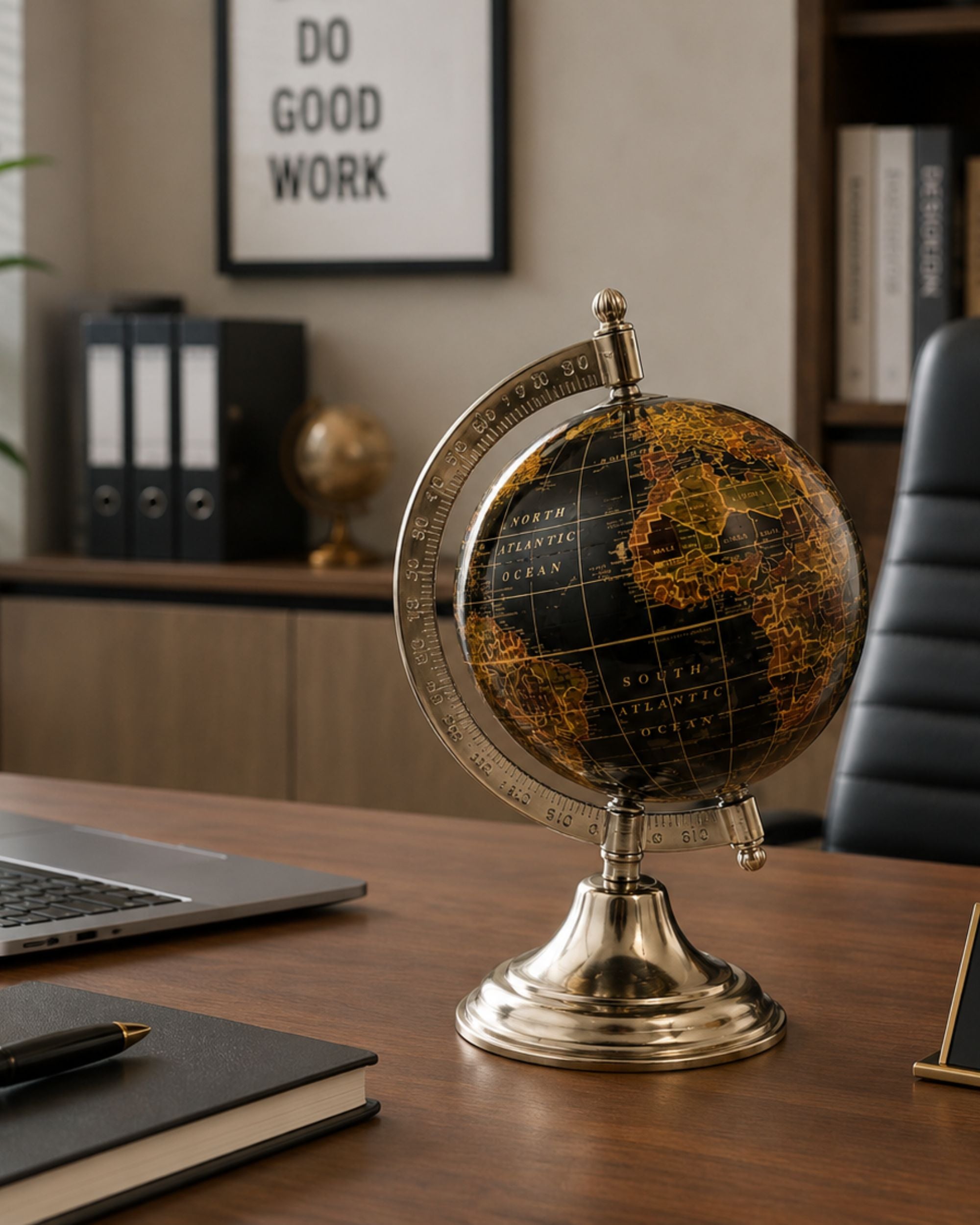 Premsons® Black & Gold Decorative Globe with Metallic Stand-Small Size