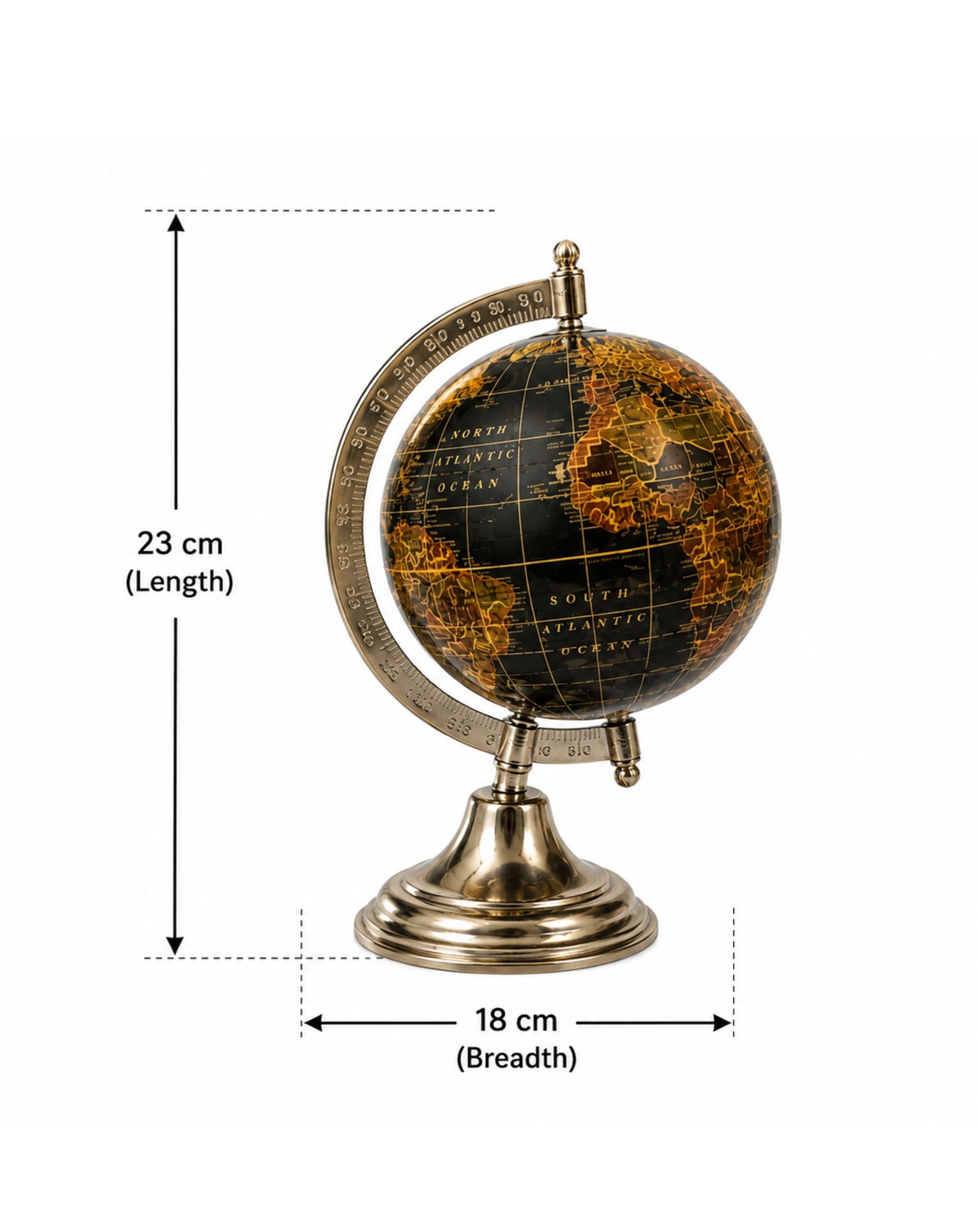 Premsons® Black & Gold Decorative Globe with Metallic Stand-Small Size