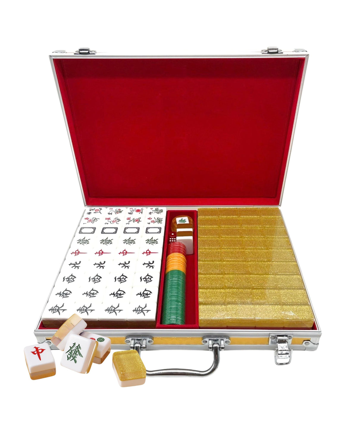 Premsons® Glitter Taiwanese Mahjong Set - 144 Tiles - Gold