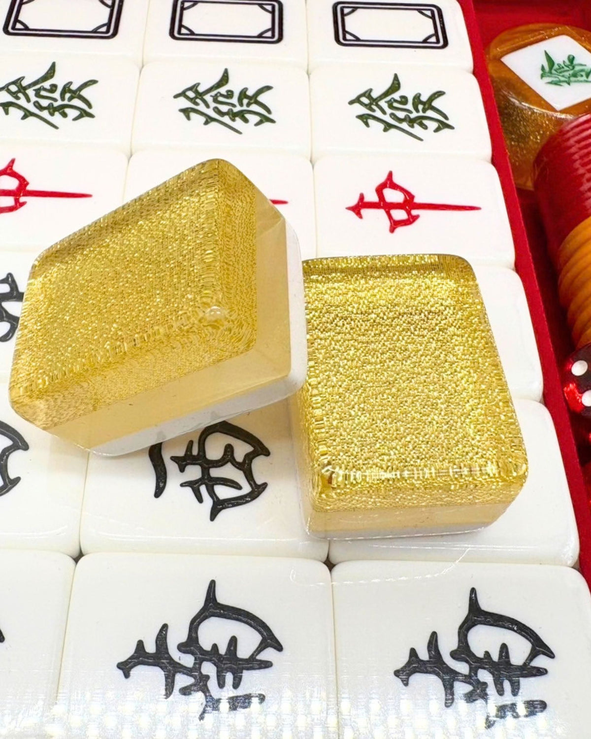 Premsons® Glitter Taiwanese Mahjong Set - 144 Tiles - Gold