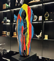 Premsons® Abstract Horse Head Sculpture – Multicolor Resin Art Decor on Black Base | Bold Modern Showpiece for Home, Office & Studio Interior Styling