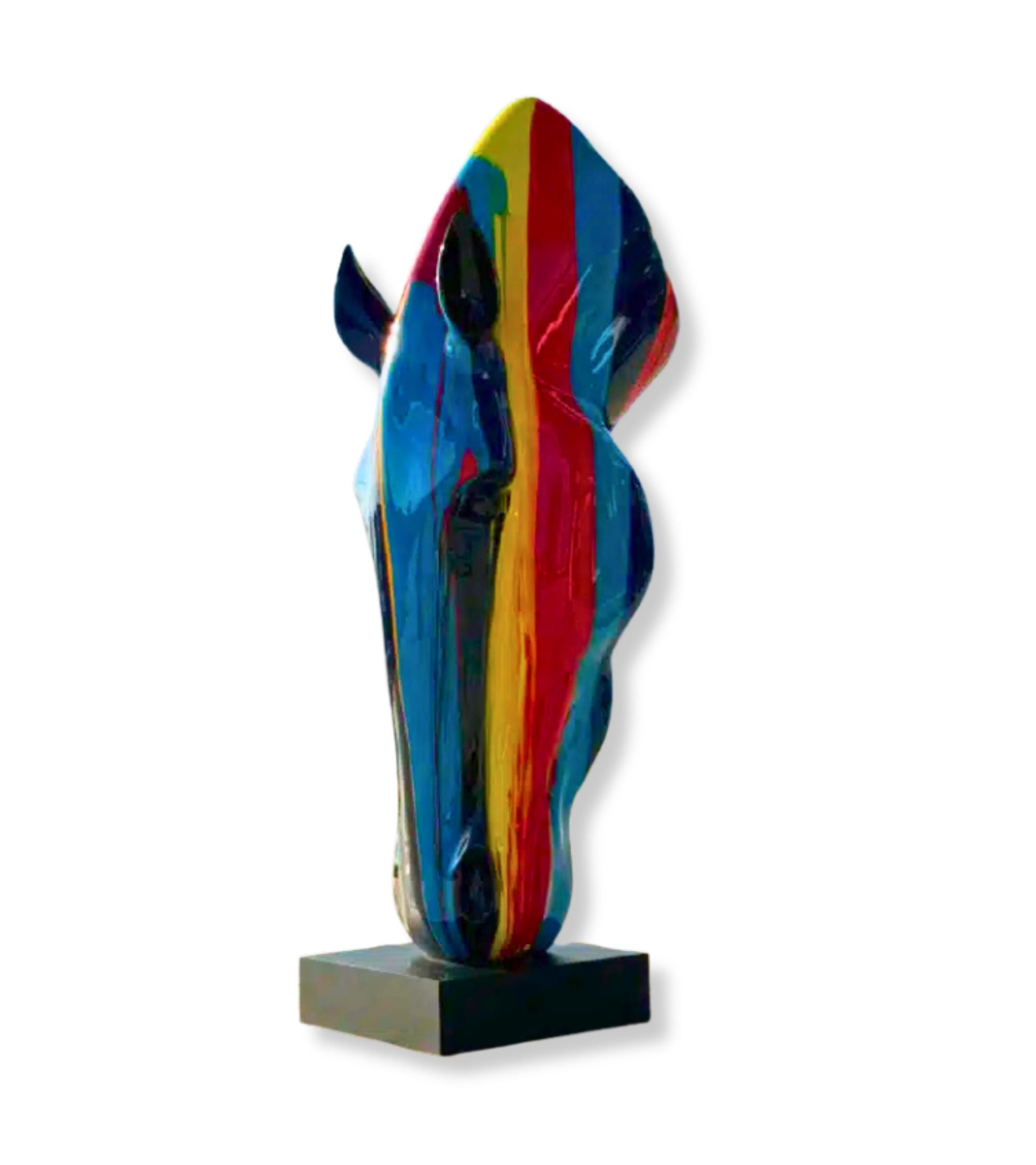 Premsons® Abstract Horse Head Sculpture – Multicolor Resin Art Decor on Black Base | Bold Modern Showpiece for Home, Office & Studio Interior Styling