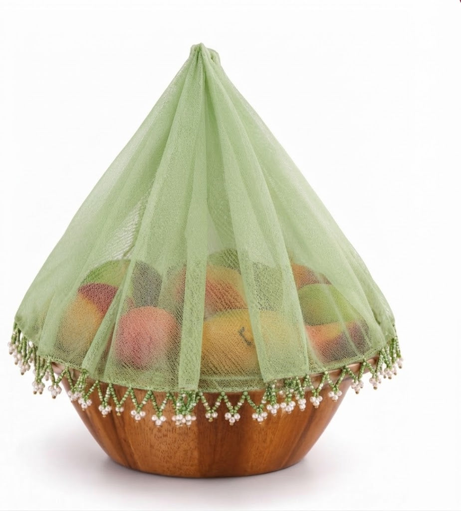 Premsons® Decorative Food Cover with Lace – Elegant Dome-Shaped Net for Protecting Food from Insects & Dust – Ideal for Dining Table & Outdoor Use