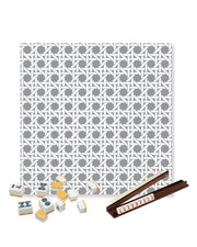Premsons® Grey Geometric Mahjong Mat – Luxury Padded Mahjong Table Cover with Modern Bamboo Weave Pattern, Foldable Non-Slip Gaming Surface