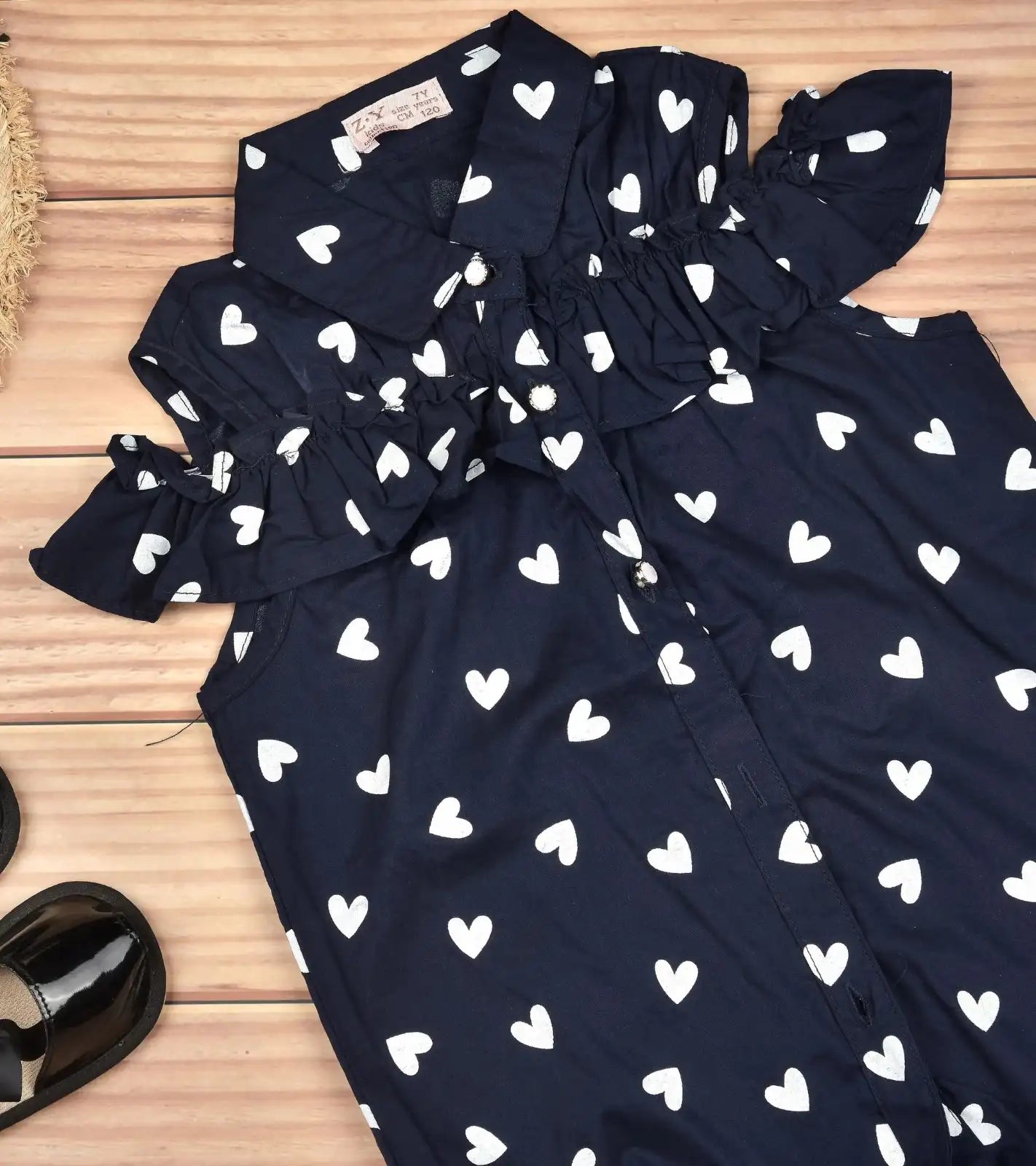 Premsons® Happy Hearts Girls’ Sleeveless Floral Top with Tie Knot & Ruffle Detail – Casual Shirt with Pockets