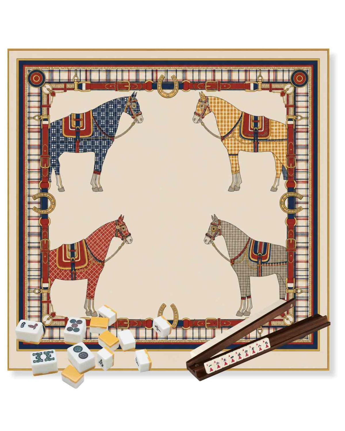 Premsons Harness Mahjong Mat – 33 x 33 inch Large Table Game Mat