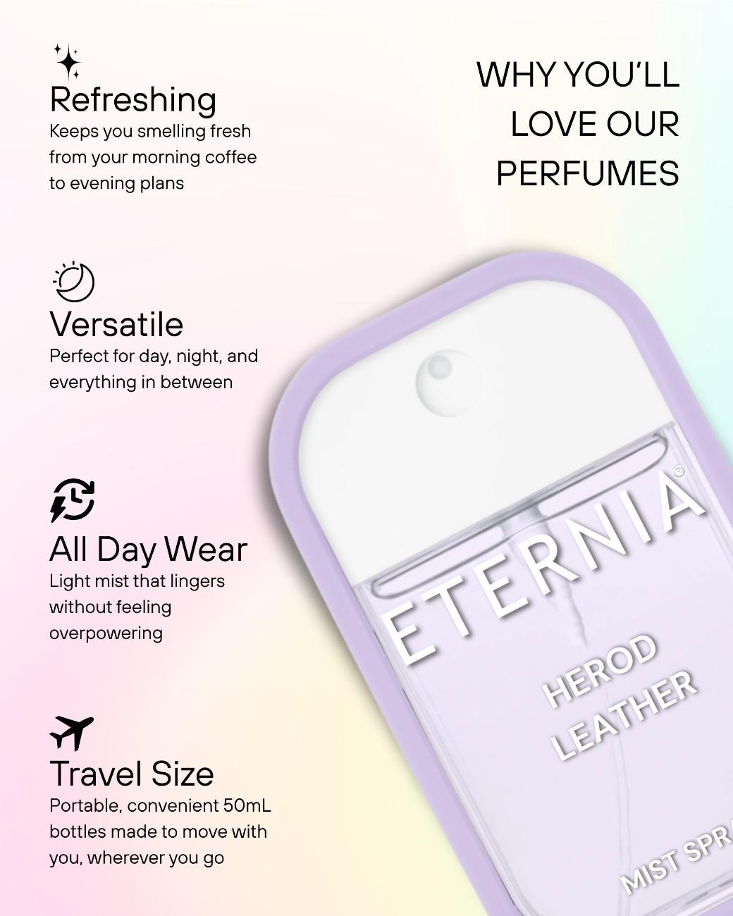 Eternia® Herod Leather Perfume Mist Spray – Tobacco, Spices & Rich Leather | Long-Lasting 50ml Men’s Fragrance Spray