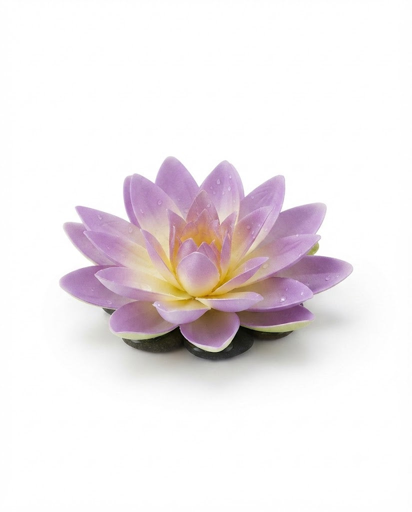 Premsons®Premium Artificial Lavender Floating Lotus Flowers Set of 4 | Realistic Decorative Flowers for Urli, Water Bowl, Centerpiece, Diwali, Wedding & Home Décor