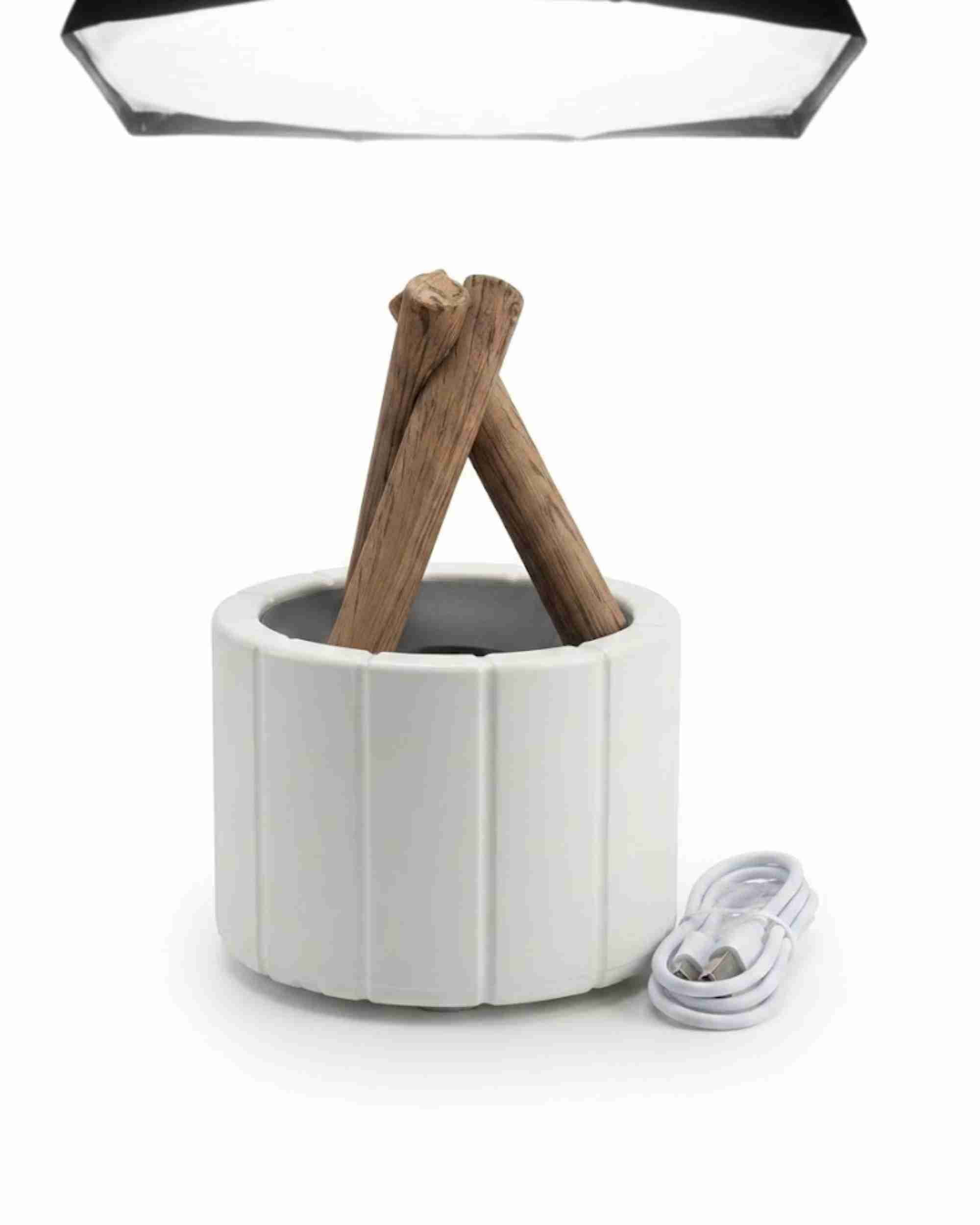 Premsons® aroma diffuser with modern log design in white ceramic base