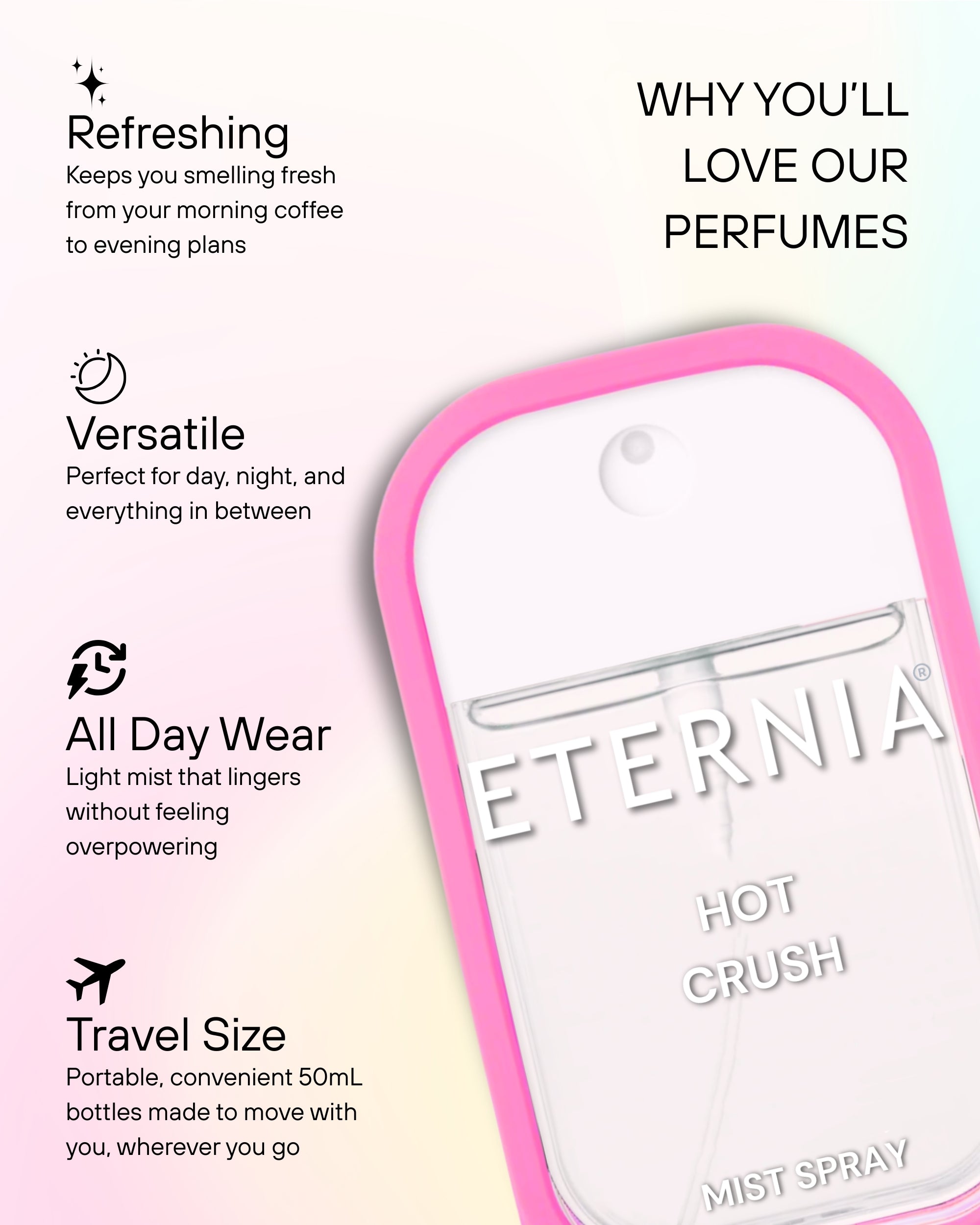 Eternia® Hot Crush Perfume Mist Spray | Bold & Refreshing Scent for Everyday Use
