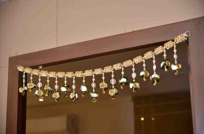 Premsons® Golden Bead Floral Toran – Door & Wall Decoration for Indian Festivals
