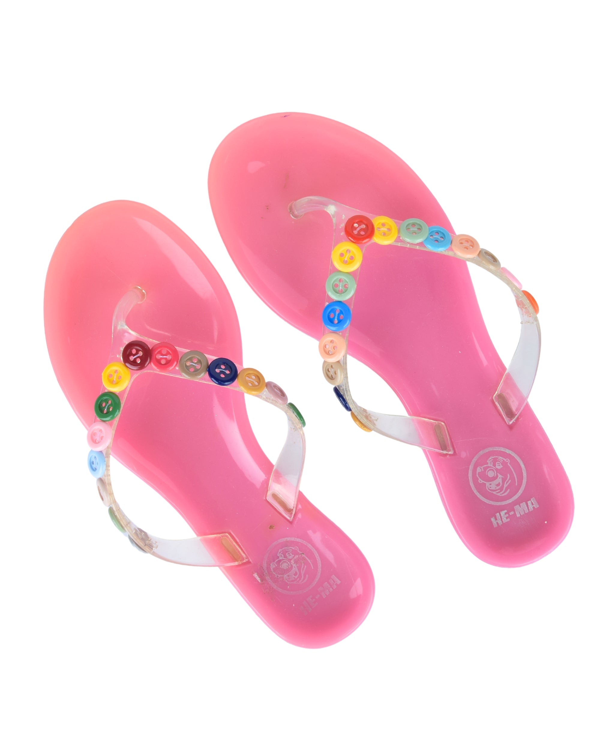 Premsons® Girls Fancy Slippers with Rainbow Button - Stylish Sandals for Kids | Comfortable & Durable Footwear | Cute Dailywear Sandals for Girls