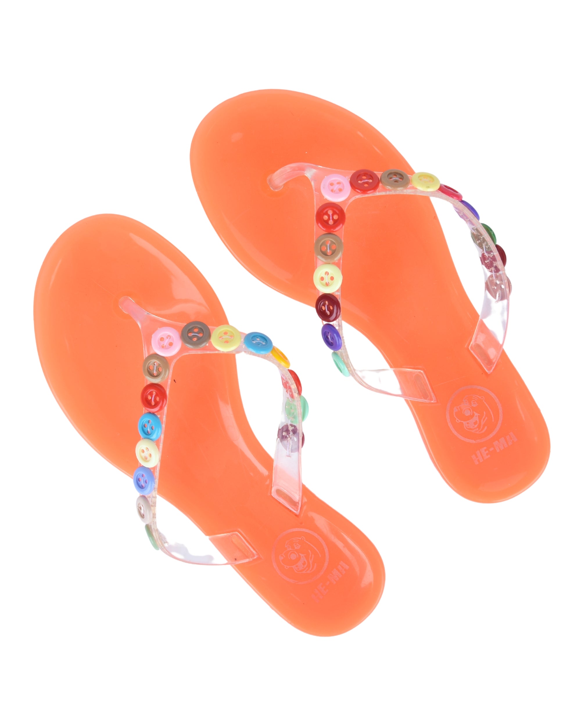 Premsons® Girls Fancy Slippers with Rainbow Button - Stylish Sandals for Kids | Comfortable & Durable Footwear | Cute Dailywear Sandals for Girls