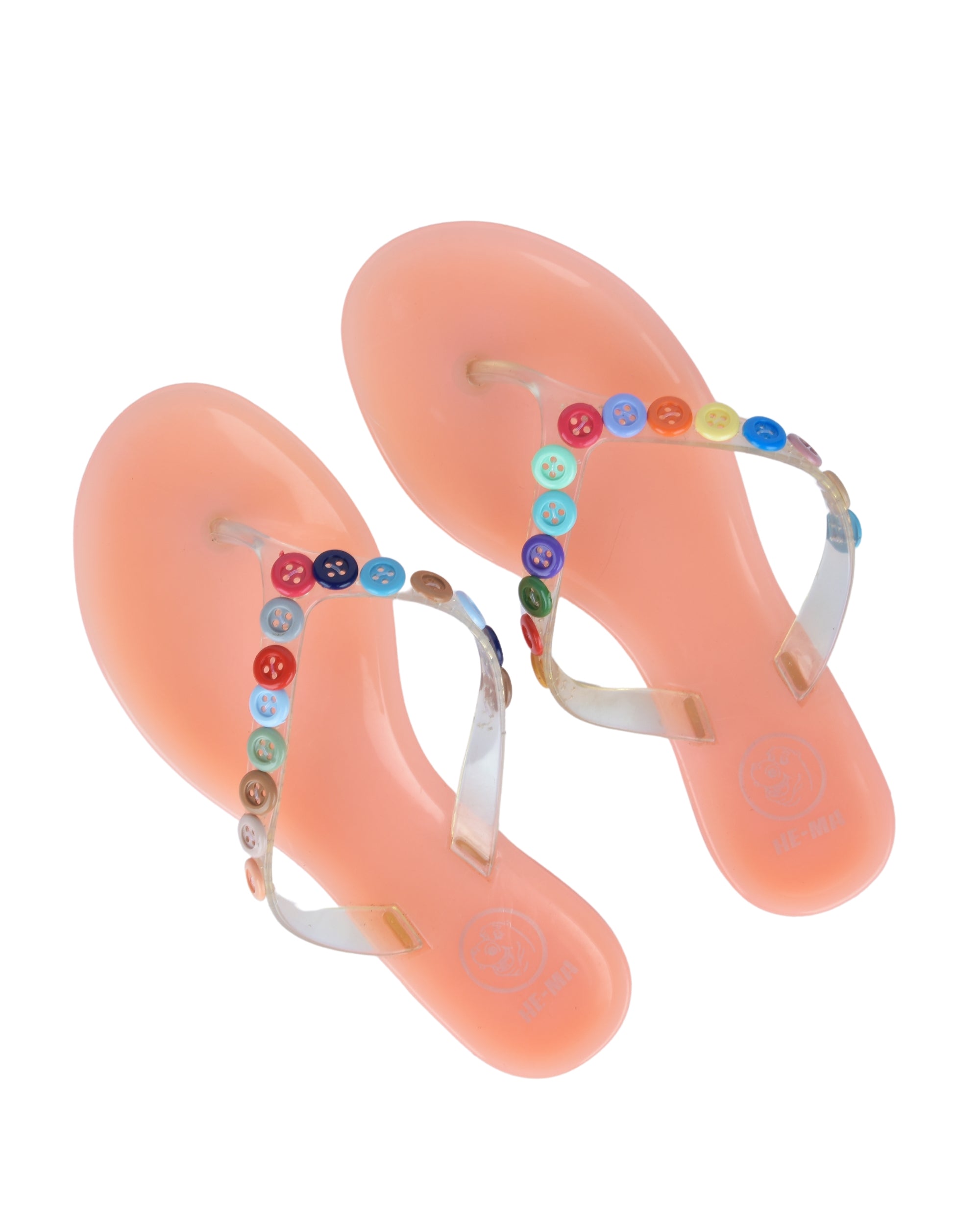 Premsons® Girls Fancy Slippers with Rainbow Button - Stylish Sandals for Kids | Comfortable & Durable Footwear | Cute Dailywear Sandals for Girls