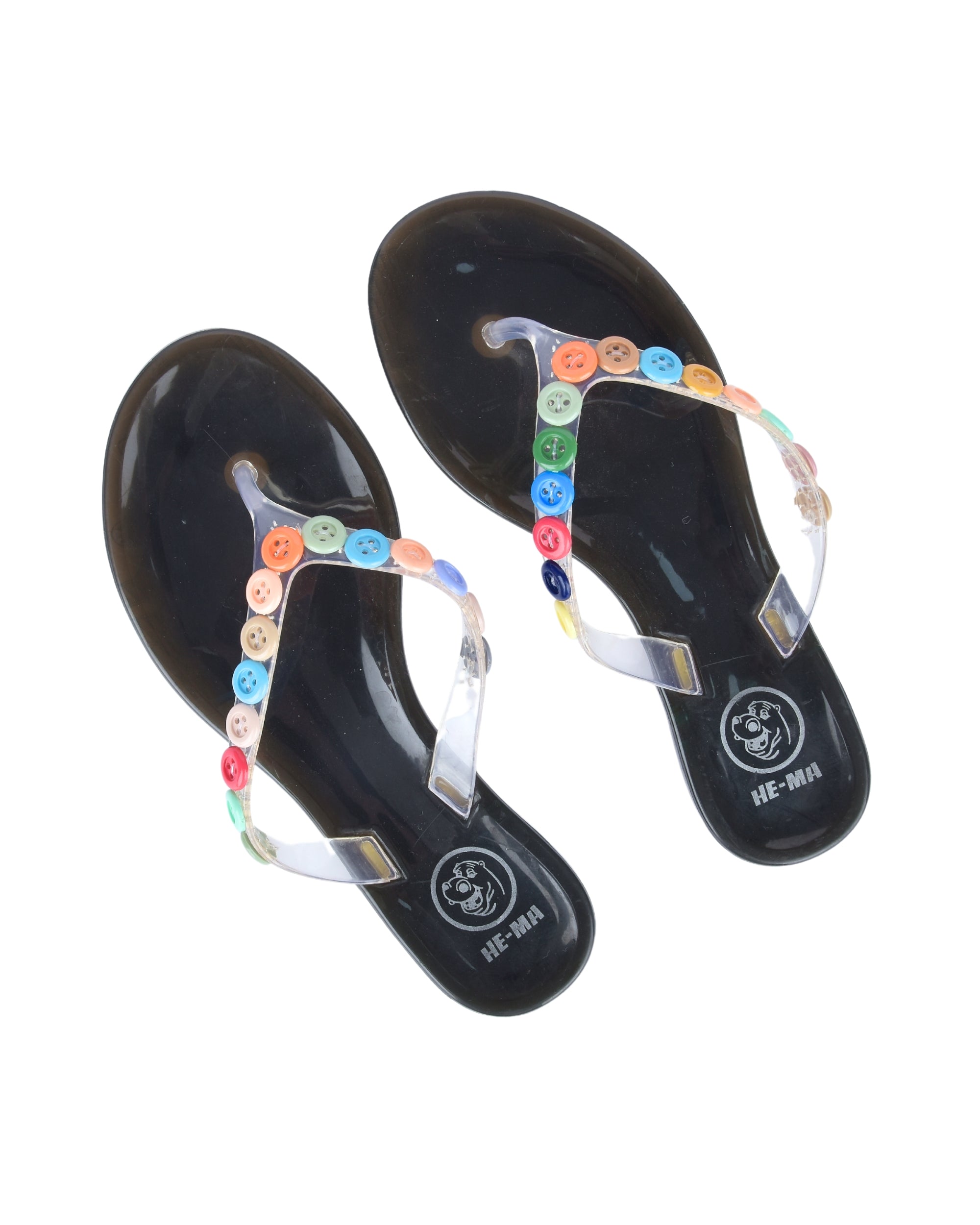 Premsons® Girls Fancy Slippers with Rainbow Button - Stylish Sandals for Kids | Comfortable & Durable Footwear | Cute Dailywear Sandals for Girls