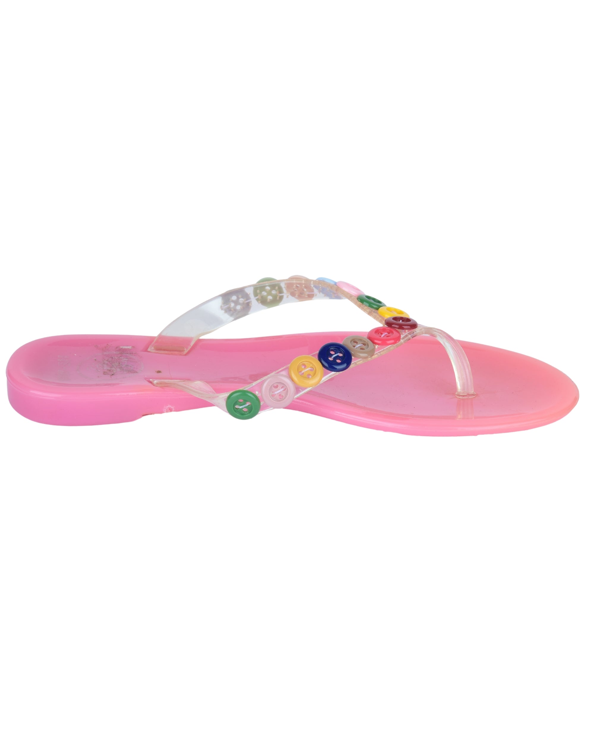 Premsons® Girls Fancy Slippers with Rainbow Button - Stylish Sandals for Kids | Comfortable & Durable Footwear | Cute Dailywear Sandals for Girls
