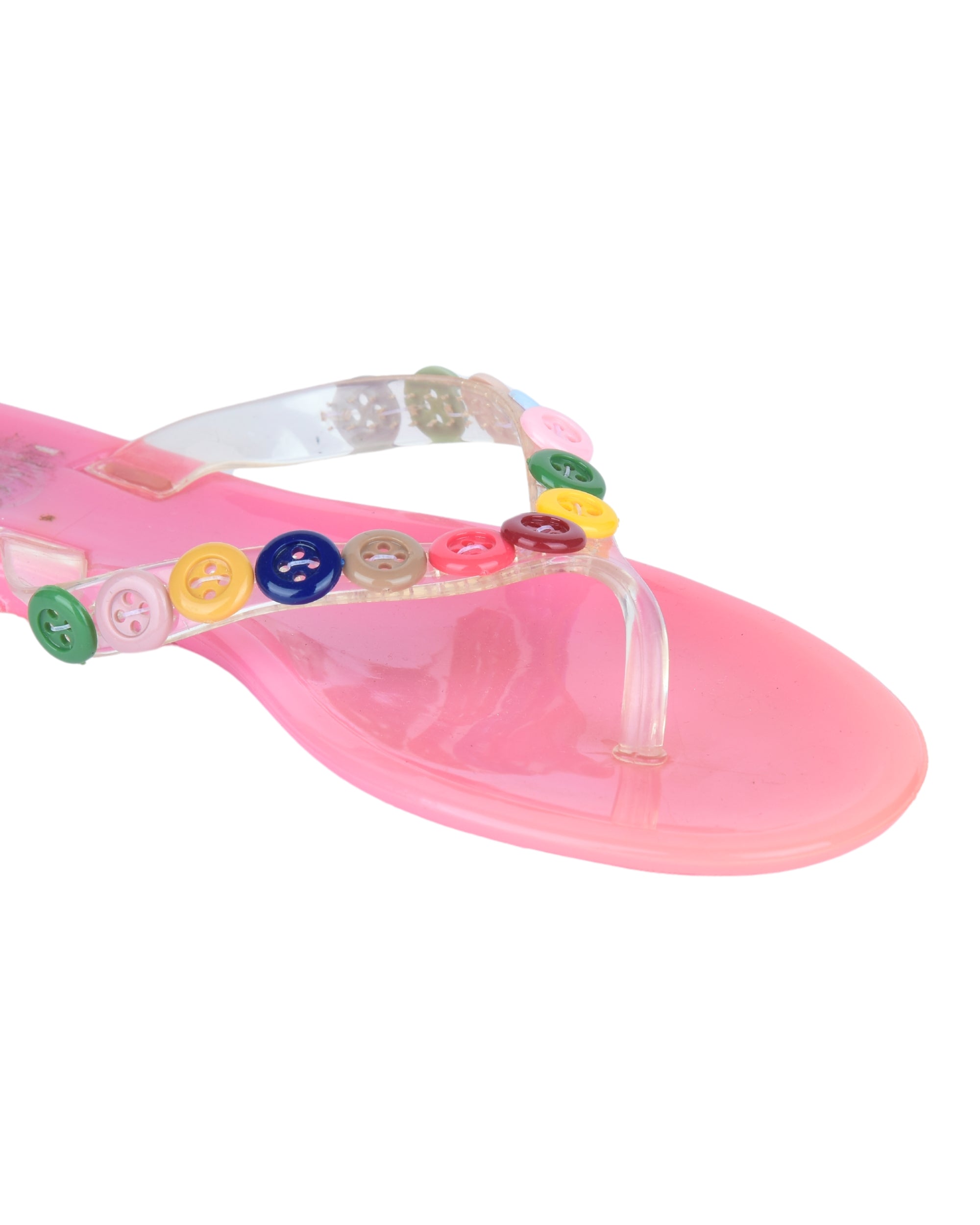 Premsons® Girls Fancy Slippers with Rainbow Button - Stylish Sandals for Kids | Comfortable & Durable Footwear | Cute Dailywear Sandals for Girls