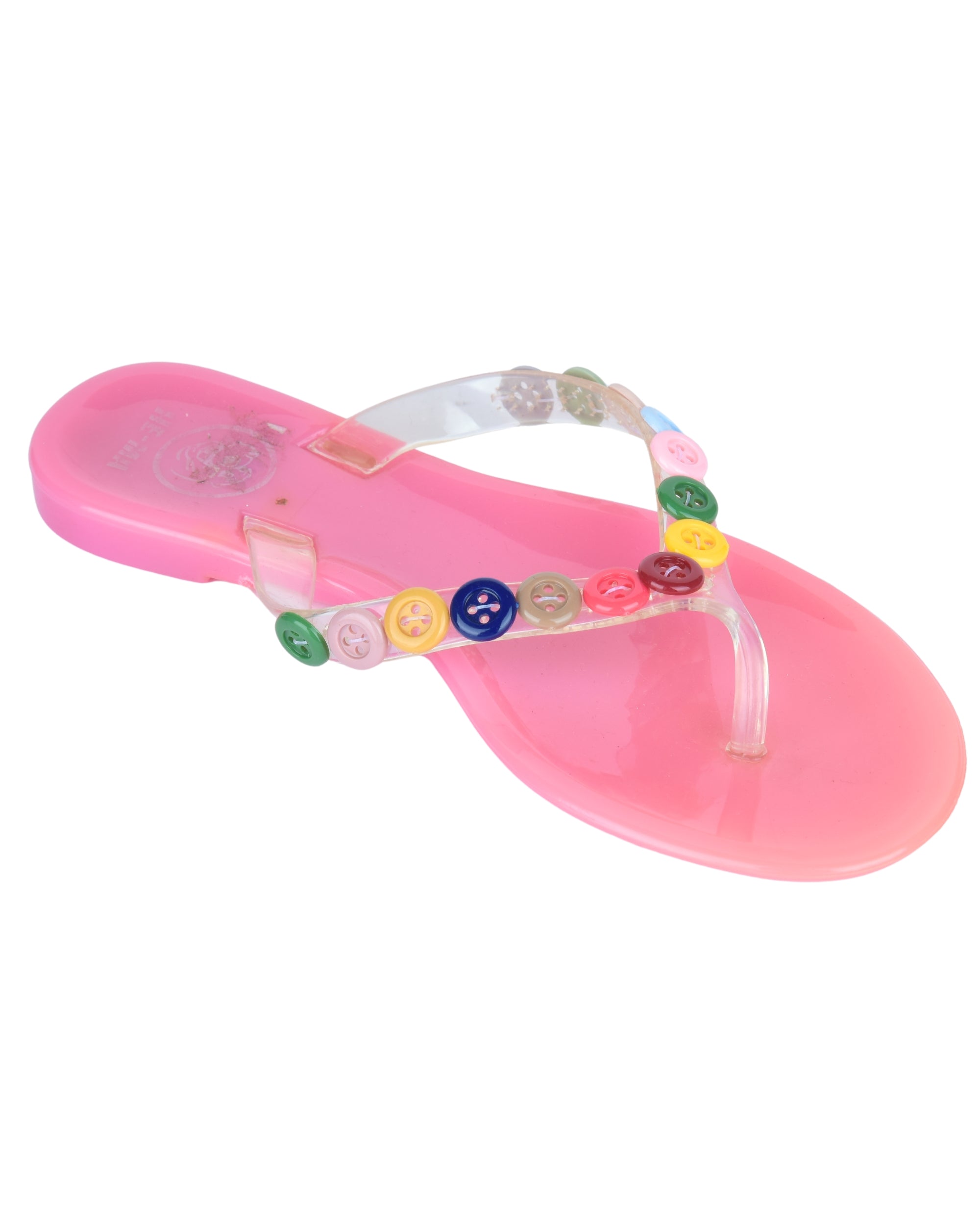 Premsons® Girls Fancy Slippers with Rainbow Button - Stylish Sandals for Kids | Comfortable & Durable Footwear | Cute Dailywear Sandals for Girls