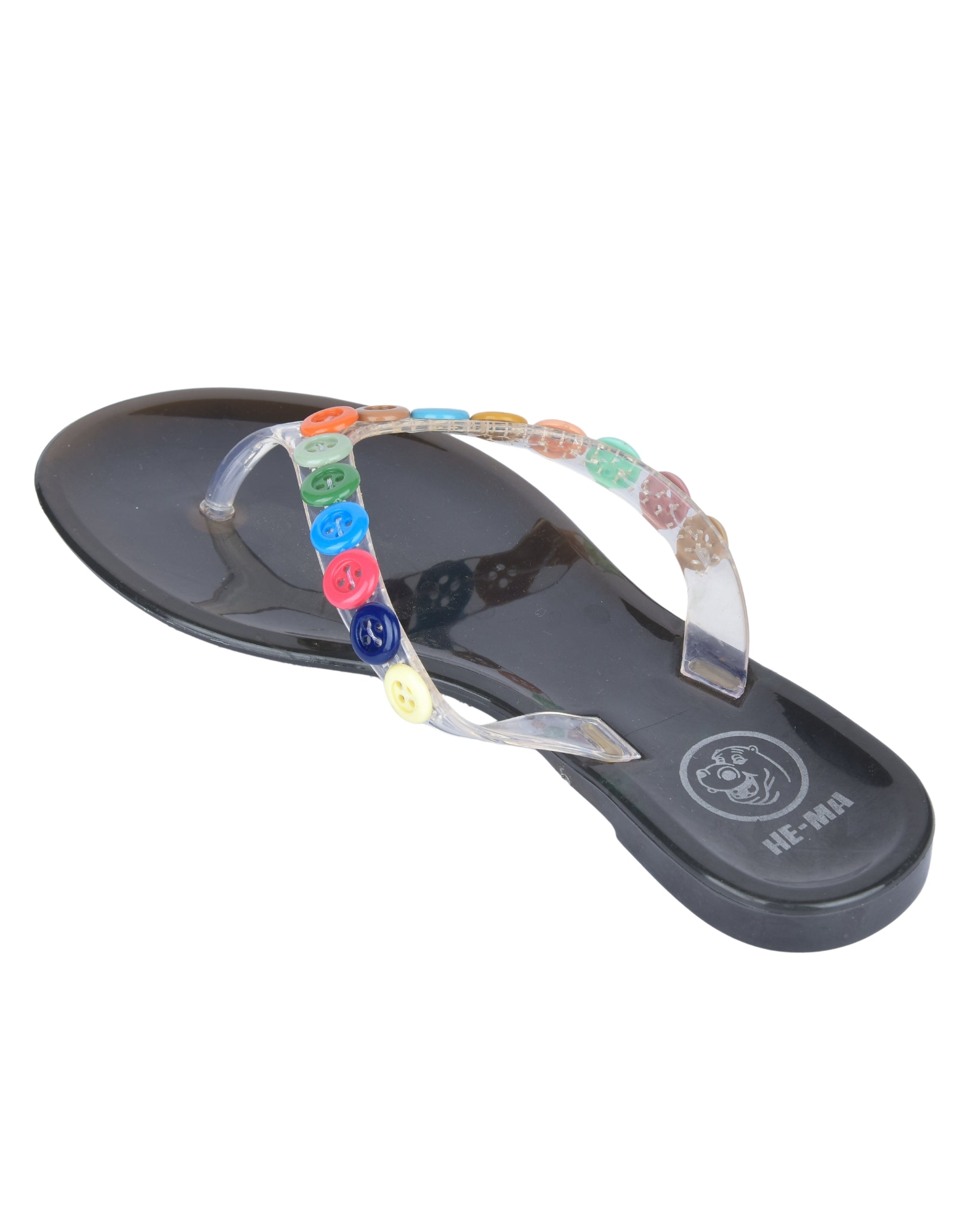 Premsons® Girls Fancy Slippers with Rainbow Button - Stylish Sandals for Kids | Comfortable & Durable Footwear | Cute Dailywear Sandals for Girls