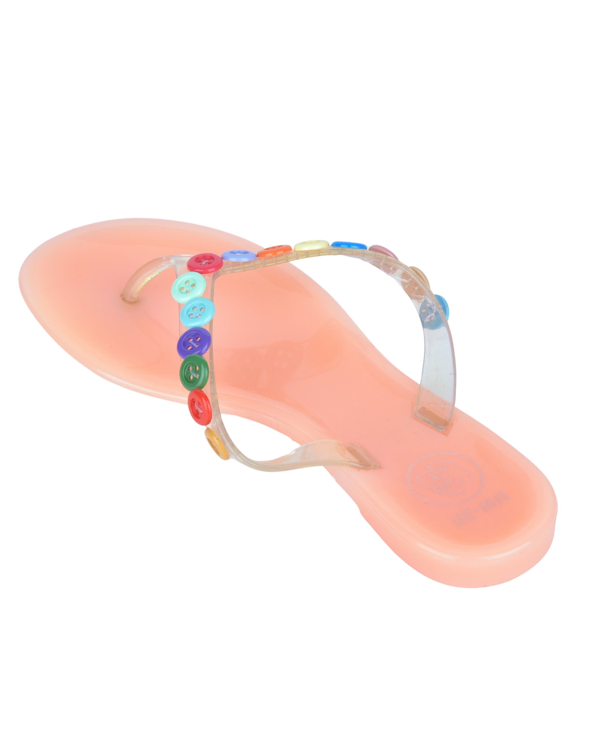 Premsons® Girls Fancy Slippers with Rainbow Button - Stylish Sandals for Kids | Comfortable & Durable Footwear | Cute Dailywear Sandals for Girls