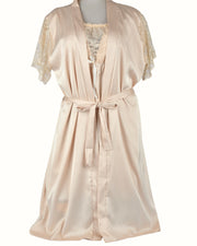 Premsons® Women's Satin & Lace Nightdress | Short Sleeve Nightwear with Bow & Floral Lace Trim – Soft & Elegant Sleepwear