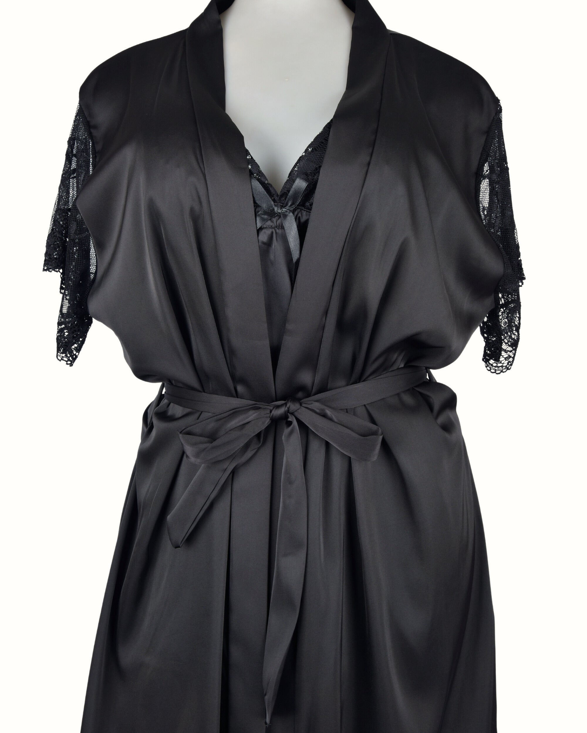 Premsons® Women's Satin & Lace Nightdress | Short Sleeve Nightwear with Bow & Floral Lace Trim – Soft & Elegant Sleepwear
