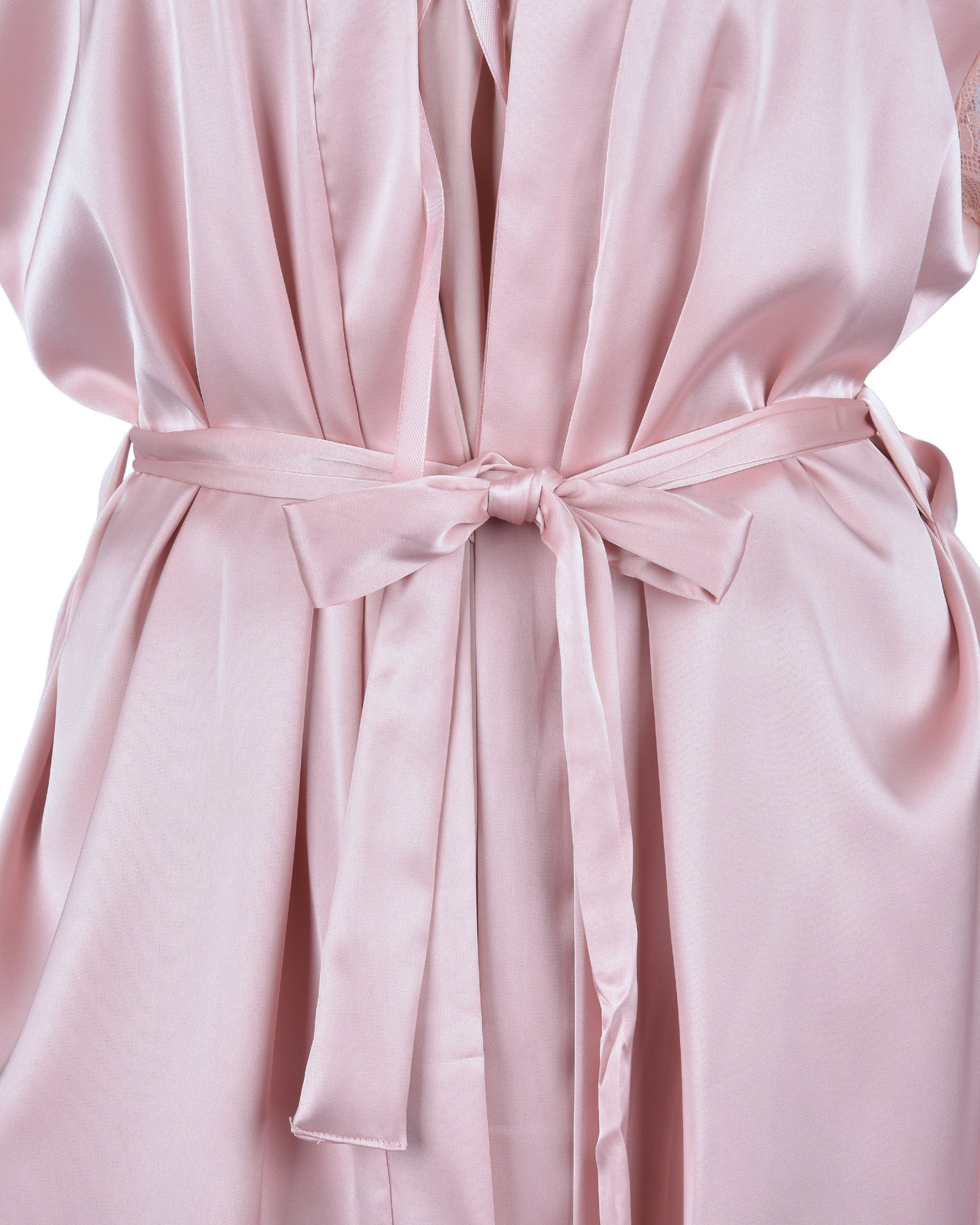 Premsons® Women's Satin & Lace Nightdress | Short Sleeve Nightwear with Bow & Floral Lace Trim – Soft & Elegant Sleepwear