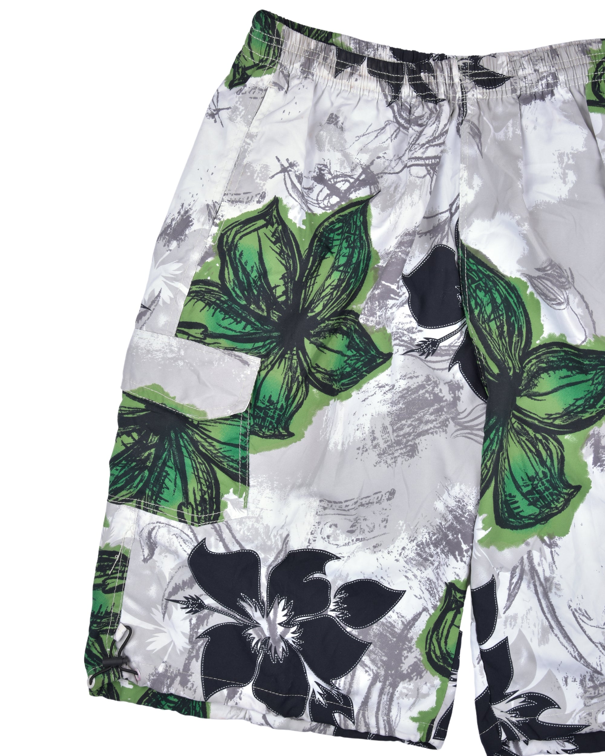 Premsons® Men's Printed Swim Shorts with Pockets, Adjustable Drawstring, Quick-Dry Fabric & Comfortable Fit – Beach & Pool Wear -Grey & Green - 32 Size