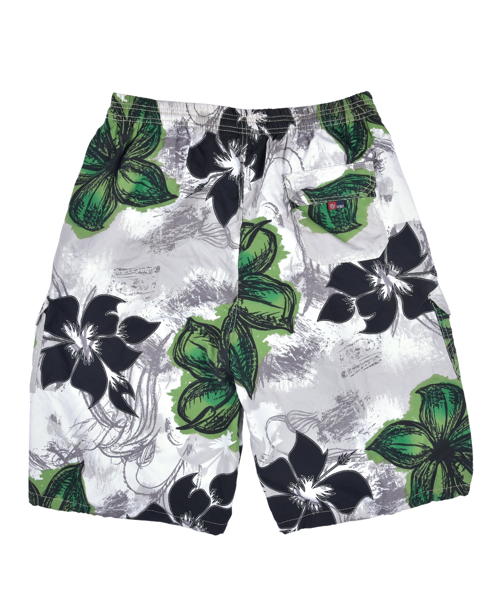 Premsons® Men's Printed Swim Shorts with Pockets, Adjustable Drawstring, Quick-Dry Fabric & Comfortable Fit – Beach & Pool Wear -Grey & Green - 32 Size