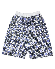 Premsons® Men's Printed Swim Shorts with Pockets, Adjustable Drawstring, Quick-Dry Fabric & Comfortable Fit – Beach & Pool Wear -White & Dark Blue - 30 Size