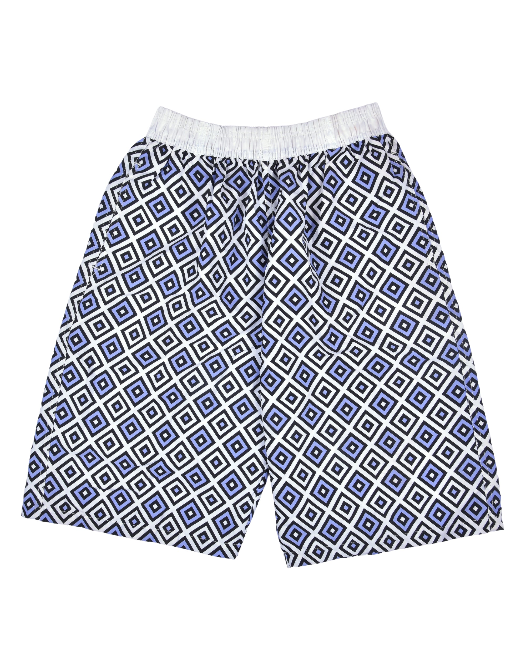 Premsons® Men's Printed Swim Shorts with Pockets, Adjustable Drawstring, Quick-Dry Fabric & Comfortable Fit – Beach & Pool Wear -White & Dark Blue - 30 Size