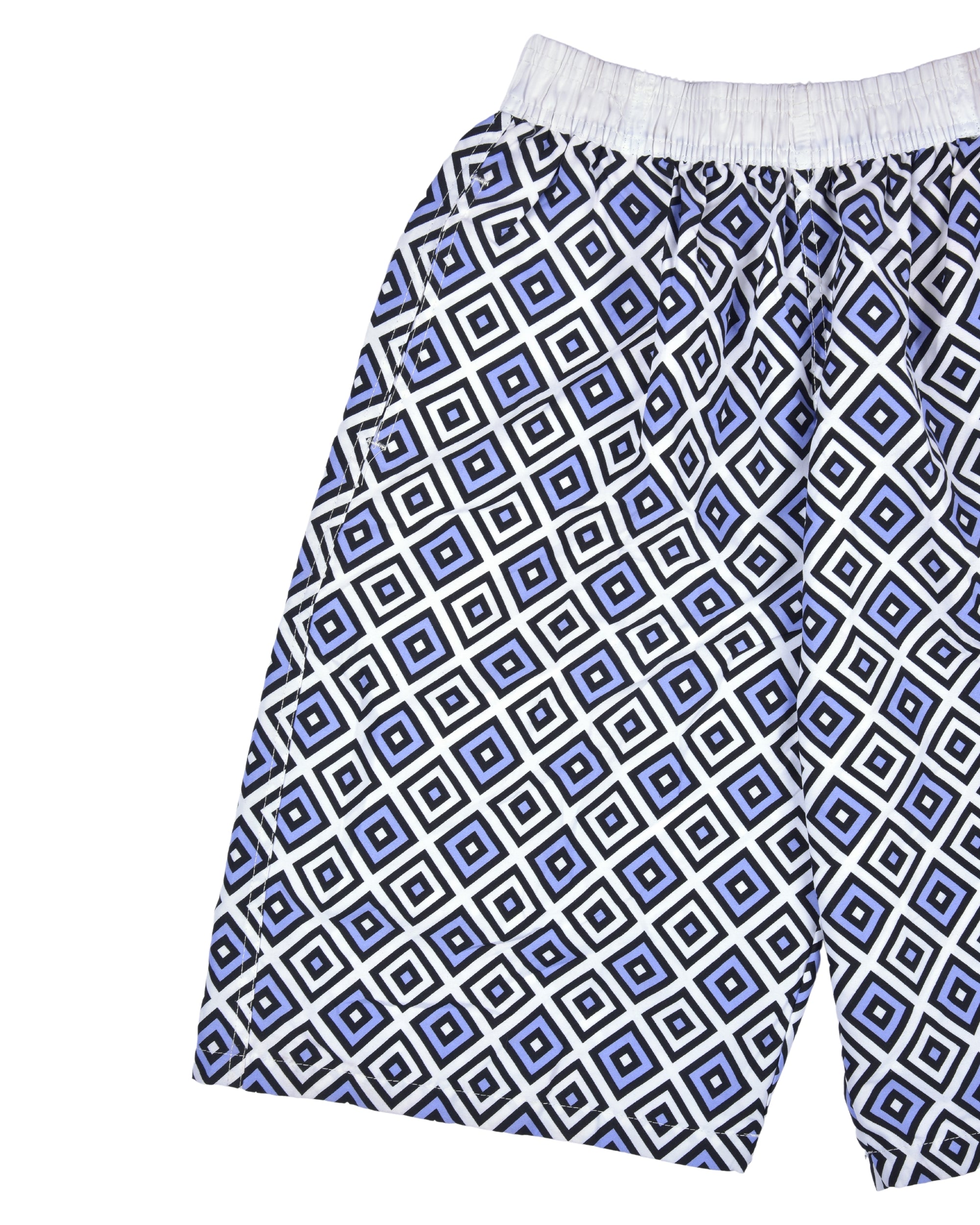 Premsons® Men's Printed Swim Shorts with Pockets, Adjustable Drawstring, Quick-Dry Fabric & Comfortable Fit – Beach & Pool Wear -White & Dark Blue - 30 Size