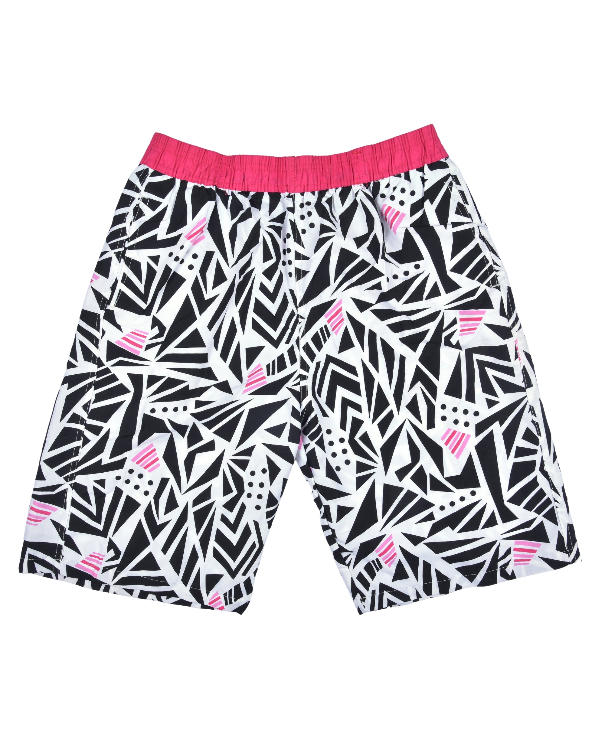 Premsons® Men's Printed Swim Shorts with Pockets, Adjustable Drawstring, Quick-Dry Fabric & Comfortable Fit – Beach & Pool Wear -White Pink - 32 Size