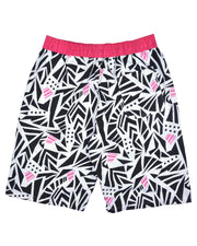 Premsons® Men's Printed Swim Shorts with Pockets, Adjustable Drawstring, Quick-Dry Fabric & Comfortable Fit – Beach & Pool Wear -White Pink - 32 Size
