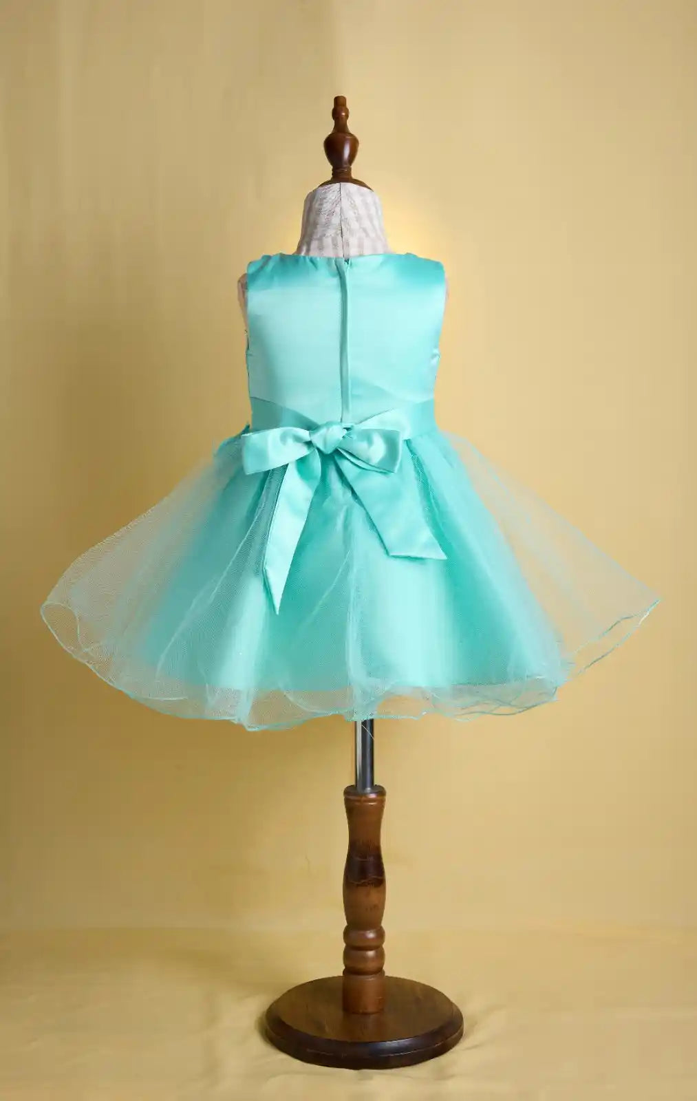 Premsons® Teal Party Dress for Girls – Knee-Length, Bow Back, Sleeveless