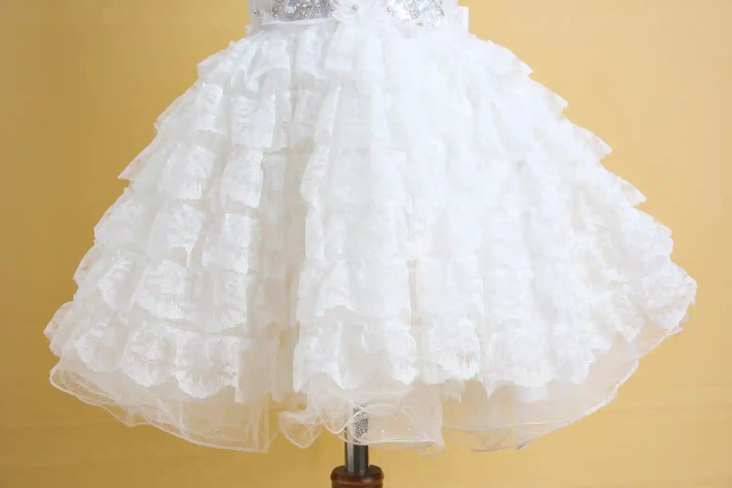 Premsons® White Butterfly Gown – Diamond & Pearl Bodice, Tulle Layers