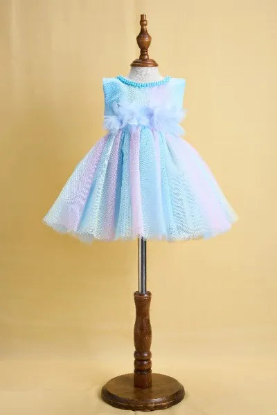 Premsons® Pastel Party Dress for Girls – Tulle, Sleeveless, Floral