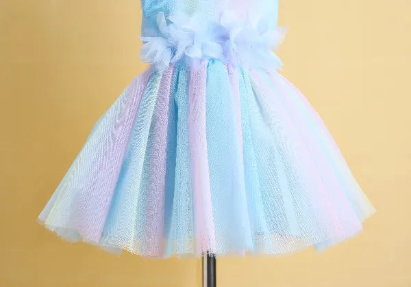 Premsons® Pastel Party Dress for Girls – Tulle, Sleeveless, Floral